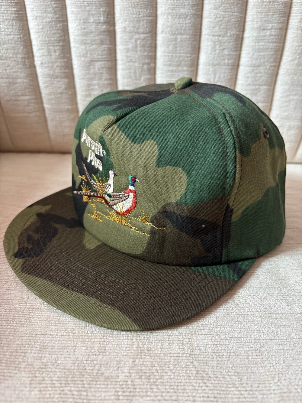 Vtg Pursuit Plus Herbicide Camo Snapback Hat K-Products Pheasant Farm Cap